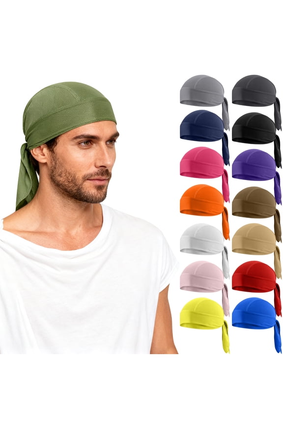 Quick-Dry Breathable Men's Outdoor Sports Headscarf - Pirate Style Cycling Cap with Moisture-Wicking Ice Silk, Lightweight Headgear for Running, Gym & Motorcycle Black