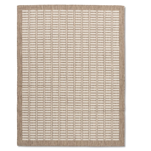 Quick Dry Brown White Geometric Indoor Outdoor Rug