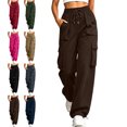 thumbnail image 1 of Quick Dry Cargo Pants for Women Drawstring Tapered Joggers Multi Pocket Casual Everyday Pants, 1 of 9