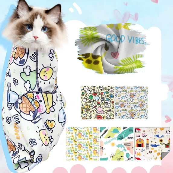 Quick Dry Cat Bath Towel 36 X 36 Inch Soft Microfiber Pet Drying Wrap Water Absorbent Cute Cartoon Pattern for Small Dogs Cats Grooming 1 Pack