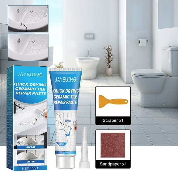 Quick-Dry Ceramic Tile Repair Paste for Cracks and Maintenance, DIY Tile Fix Cream Bathroom Kitchen Floor Wall Application 100g Kit