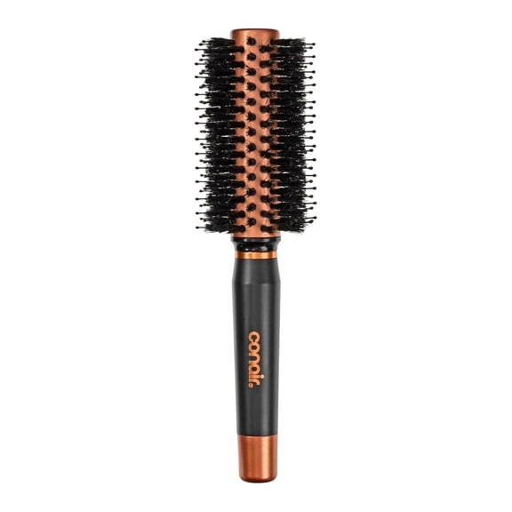 Quick Dry Copper Round Hair Brush for Blow Drying, Out Styler Hairbrush Voluminous Looks, Nylon & Boar Bristles Help Style Fast Without Snagging or Pulling, Handle May Vary