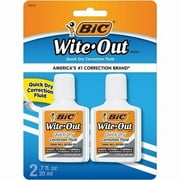 BIC Wite-Out Quick Dry Correction Fluid, 0.7 oz, White, 2 Count