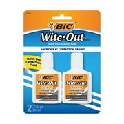 BIC Wite-Out Quick Dry Correction Fluid, 0.7 oz, White, 2 Count