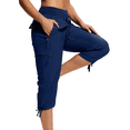 thumbnail image 1 of Quick-Dry Elastic Waist Cargo Capris for Women Lightweight Hiking Cropped Pants Multi-Pocket Outdoorwear, 1 of 5