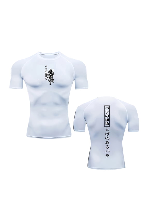Quick Dry Gothic Men Compression Shirt Mens Short Sleeve Compression Shirts Gym Shirts Men Graphic Punk Emo Stretchy Fitness Tee