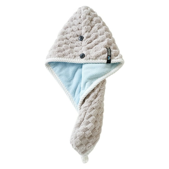 Quick Dry Hair Towel, Turban Wrap, Women's Shampoo Shower Cap, Coral Velvet Double Layer, One-Hand Lock Button, Absorbent Hair Drying Hat for Home, Salon