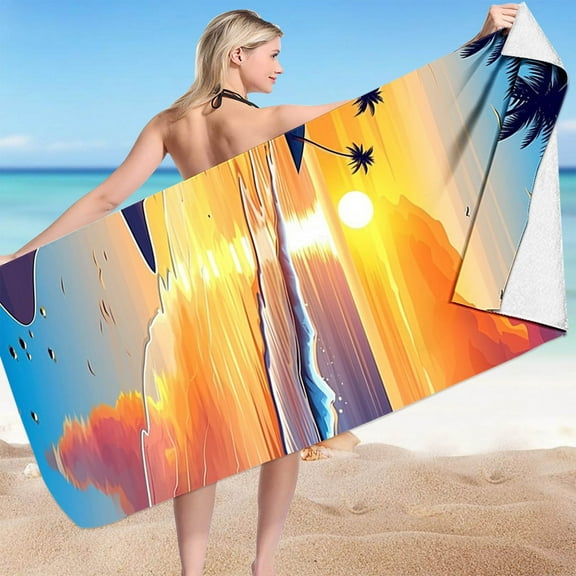 Quick Dry Large Beach Towel Lightweight Portable Beach Blanket for Adults Women Men Hawaiian Beach Mat for Travel Vacation Pool Swimming Accessories