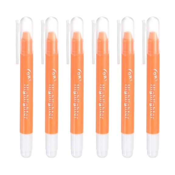 Quick Dry Liner Highlighters, 6 PCS Twistable Fluorescent Solid Highlighter Markers for Home Office Supplies Paperwork Writing Painting Organizing Coloring, Orange