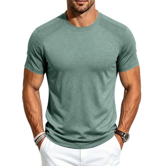 Quick Dry Mens Workout Shirts Short Sleeve Athletic Gym Tee Breathable Exercise Training Running Sports Active Fitness Top Light Green 2XL