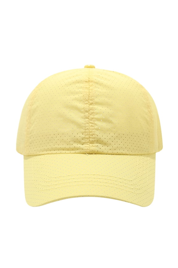 Quick Dry Mesh Baseball Cap, Breathable Sports Hat for Running, Hiking, Cycling, and Fishing, Adjustable Sun Hat for Men and Women, Outdoor Performance Cap - Light Yellow