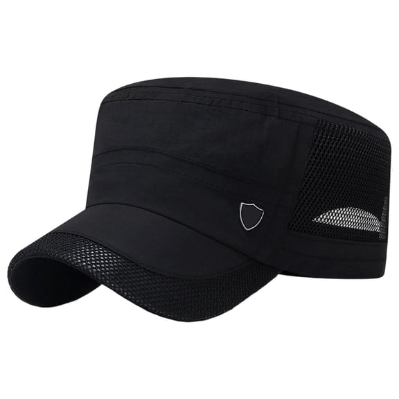 Quick Dry Mesh Hat – Summer Short Bill Cap with Breathable Ventilation, Adjustable Strap, Flat Top Classic Design for Hiking, Golf & Casual Wear
