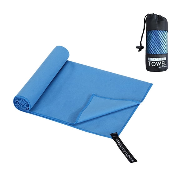 Quick Dry Microfiber Towel 31x16 In, Light Blue Sport Gym Bath Towel, Super Absorbent Camping Swimming Hiking Beach Towel with Mesh Bag, Ultralight Compact