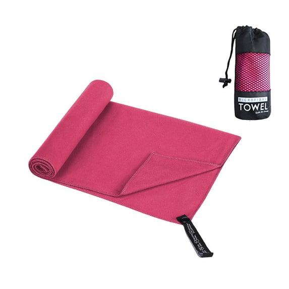 Quick Dry Microfiber Towel 31x16 In, Magenta Sport Gym Bath Towel, Super Absorbent Camping Swimming Hiking Beach Towel with Mesh Bag, Ultralight Compact