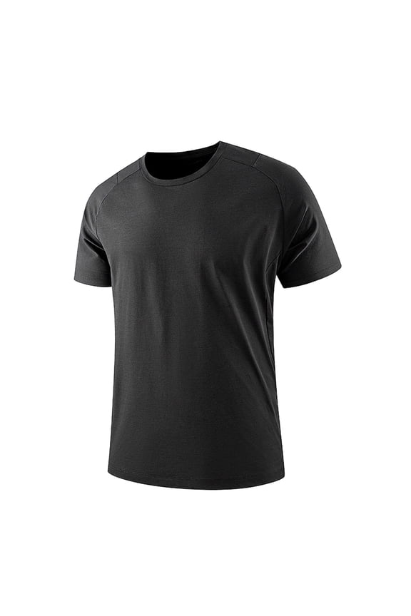 Quick Dry Moisture-Wicking Mens Sports Shirt Crew Neck Short Sleeve Big and Tall Athletic Muscle Tee Fathers Gift