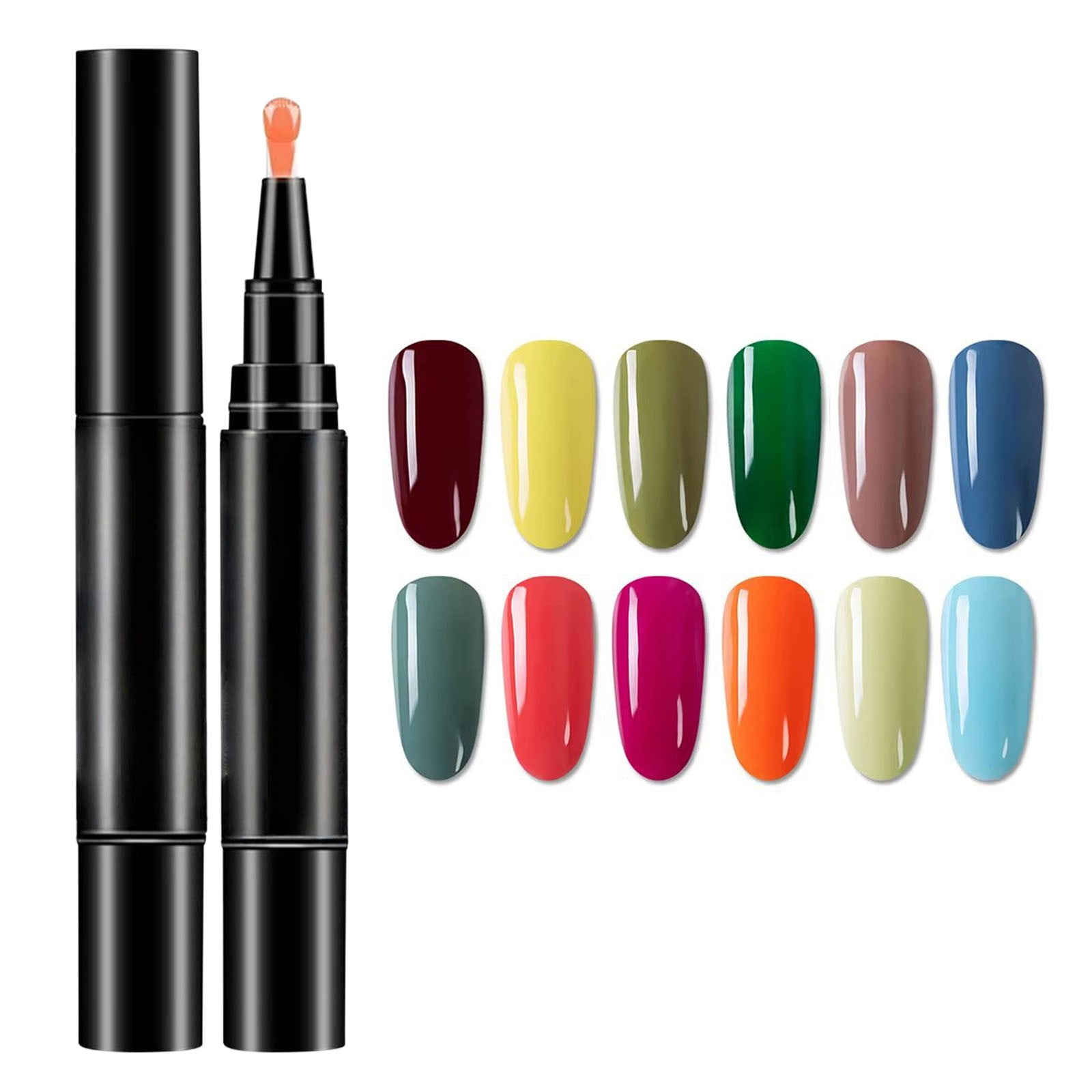 Quick Dry Nail Gel Pens Set, 12 Colors 3-in-1 Nail Art Pens, High Pigment Gel Nail Polish Kit, Portable DIY Manicure Set for Salon Quality Nail Designs