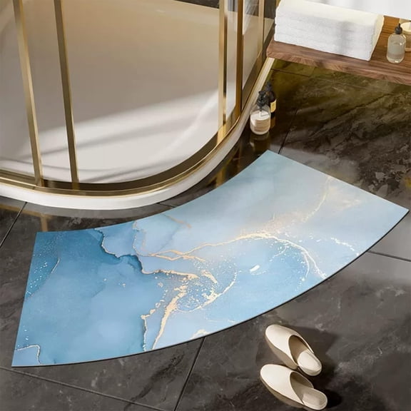 Quick Dry & Non Slip Curved Bath Mat, Super Absorbent Curved Bath Mat Comfortable Shower Rugs For Shower Or Tub, Easy To Clean