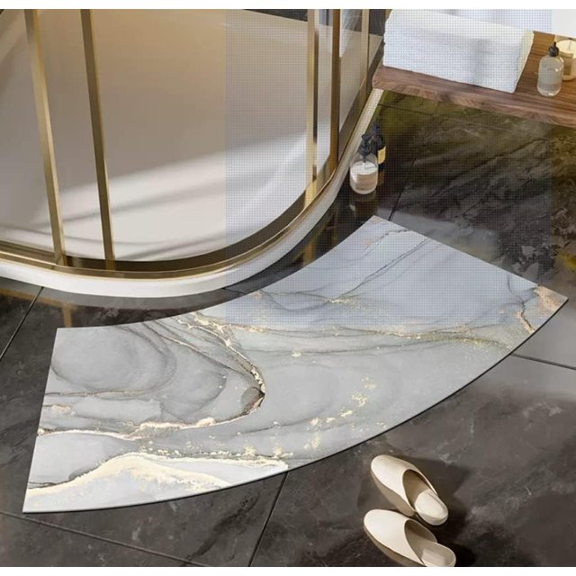Quick Dry & Non Slip Curved Bath Mat, Super Absorbent Curved Bath Mat