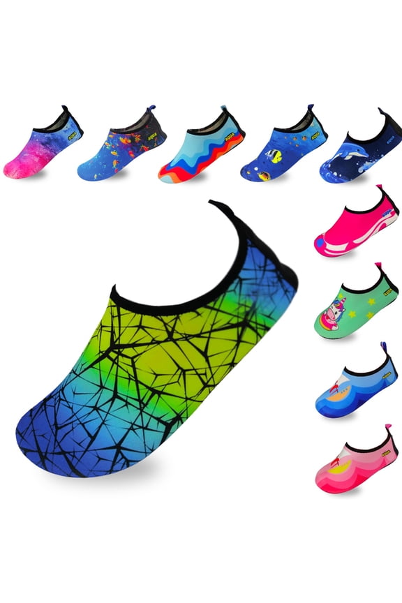 Quick-Dry, Non-Slip, Lightweight Water Shoes For Summer, Beach, Sea & Pool – For Boys, Girls, Babies, Toddlers & Little Kids, Abstract Blue, Little Kid 13