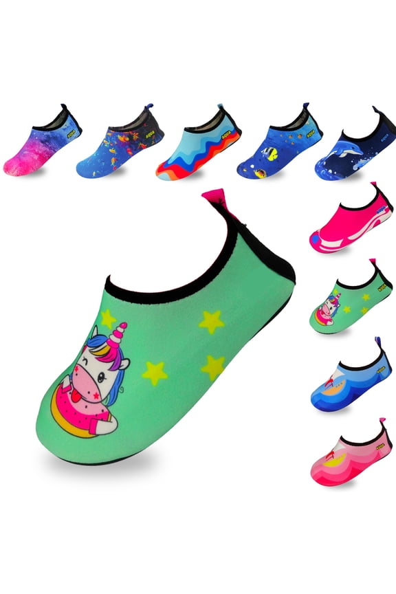 Quick-Dry, Non-Slip, Lightweight Water Shoes For Summer, Beach, Sea & Pool – For Boys, Girls, Babies, Toddlers & Little Kids, Unicorn, Baby 6-7