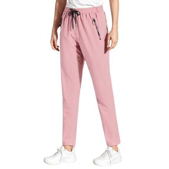 Quick Dry Pants Womens Joggers with Pockets Stretch Athletic Pants for Women Ladies Lightweight Active Pants Pink S