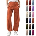 thumbnail image 1 of Quick Dry Pants for Women Solid Color Drying Point Curved Knife Pants With Elastic Waist Side Pocket for Daliy Wear, 1 of 2