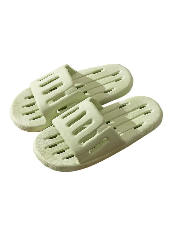 Quick-Dry Perforated Slides for Women & Men - Lightweight PVC Shower Pool Shoes - Non-Slip Slippers Green,Size 36