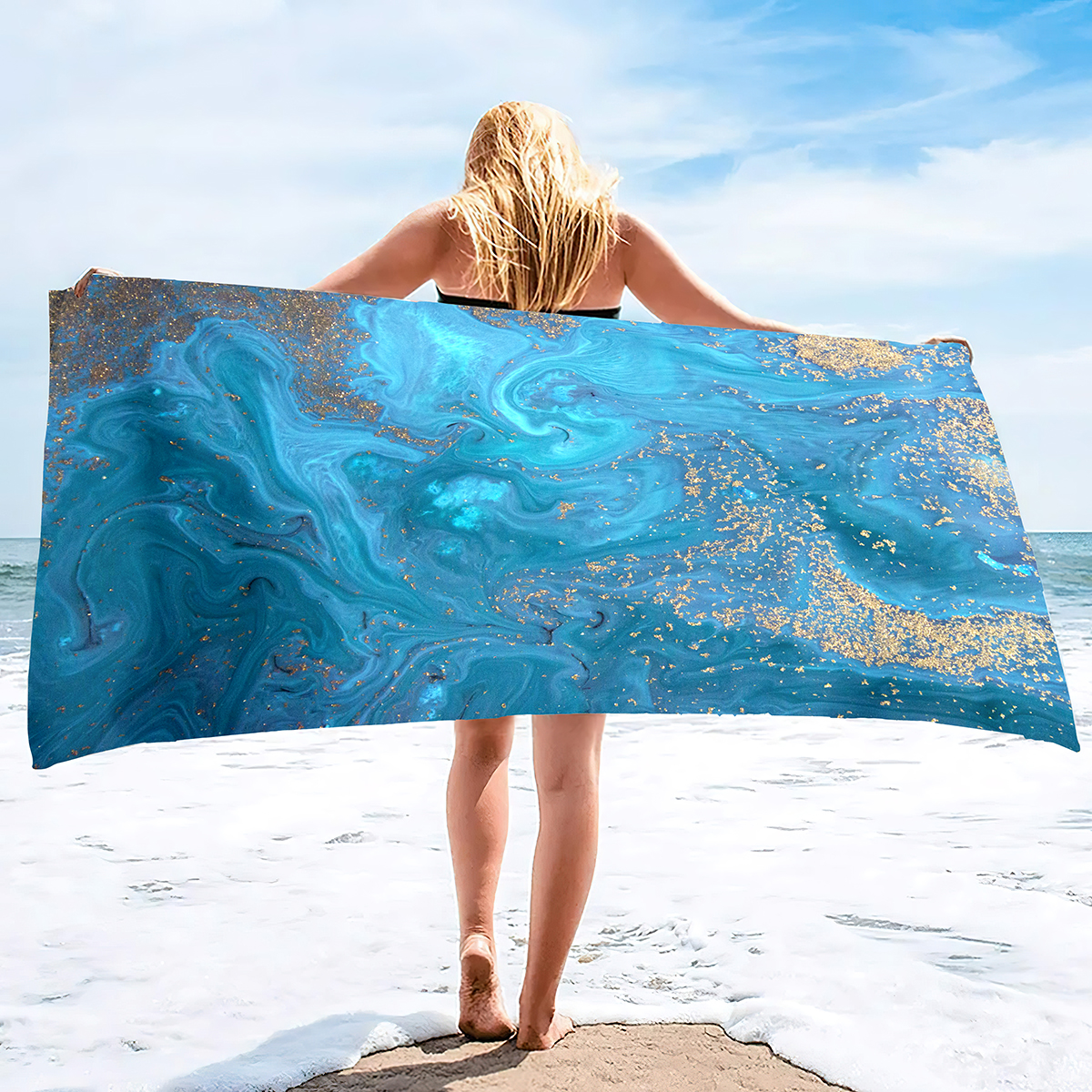 Quick Dry Sand Proof Compact Beach Blanket Soft Absorbent Lightweight