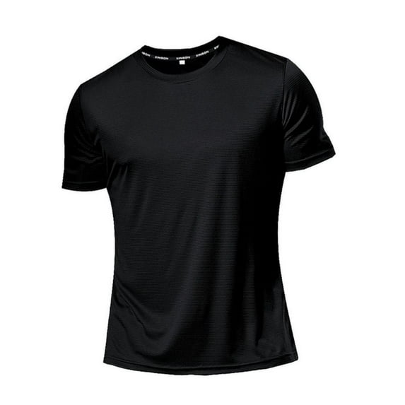 Quick Dry Sports Shirts for Men, Solid Athletic Running Gym Workout Short Sleeve Tee Tops (M)
