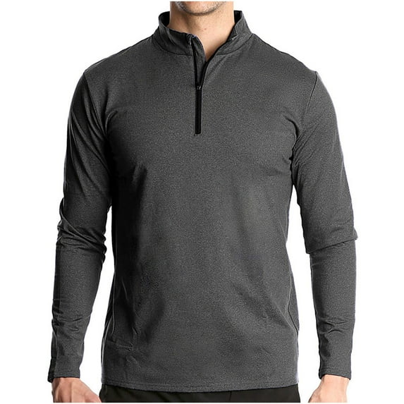 Quick Dry Sports Shirts for Men Summer 1/4 Zipper Golf T-Shirt Long Sleeve Casual Lightweight Sun Protection Tees