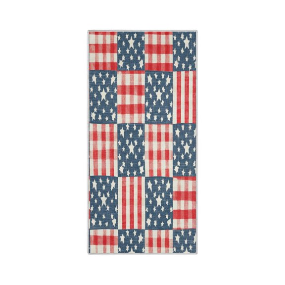 Quick Dry Sports Towel 30 x 15 Inch Absorbent Lightweight Bath Towel Portable & Easy to Store Star Spangled Flag Patchwork