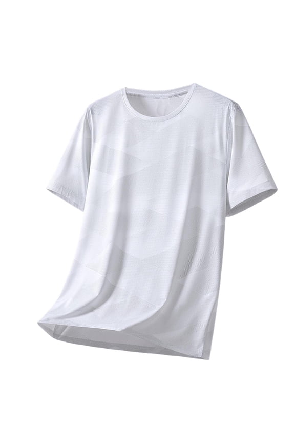 Quick Dry Stretch Fit Tshirt Shirt Men Short Sleeve Workout T-Shirt with Reflective & Ventilation Holes for Running