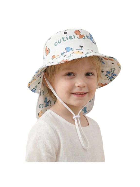 Quick Dry Sun-Hat with Neck Flap for Swimming Boys' Beach Hat (Beige, One Size)