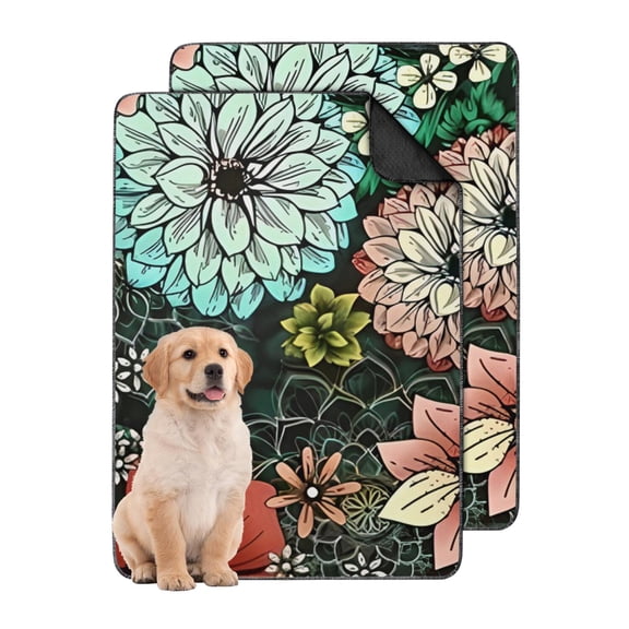 Quick Dry Surface Washable Pet Pads 24x35 Inch, 2-Count Floral Training Mats with Fast-Absorbing Layers