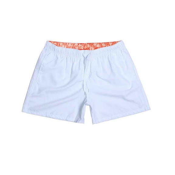 Quick Dry Swim Trunks for Men Summer Board Shorts Orange Drawstring Solid Swim Shorts 2 in 1 Board Shorts Bathing Suit