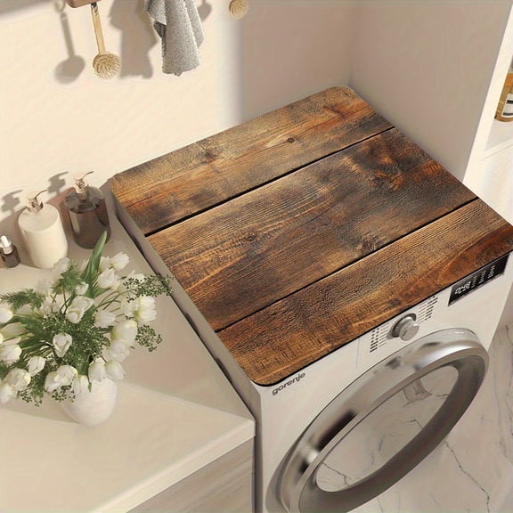 Quick Dry Table Protector Pad with Rustic Wood Grain Design, 19.7 X 23.6 Inches, Brown, for Washing Machine Top, Diatomaceous Earth Mat