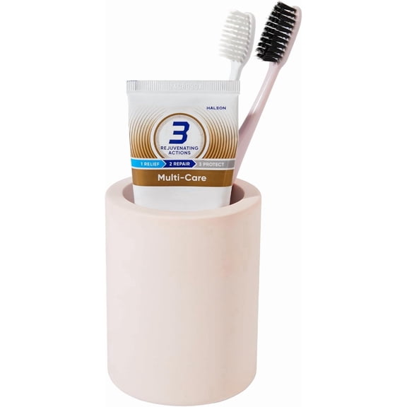 Quick Dry Toothbrush Holder for Bathroom Countertop, Diatomite Tooth Brush Holder Compact Bathroom Countertop Organizer for Toothbrush, Toothpaste, Razor & Brushes, Pink (1 Pack)