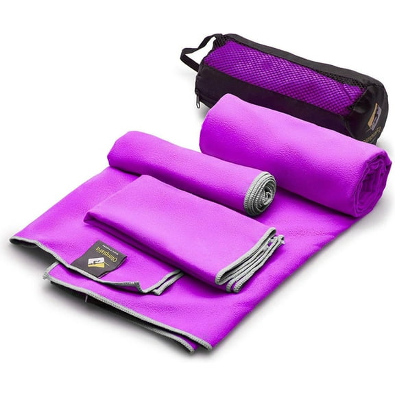 Quick Dry Towel - 3 Size Pack of Lightweight Microfiber Travel Towels w/Bag - Fast Drying Towel Set for Camping, Beach, Gym, Backpacking, Sports, Yoga & Swim Use