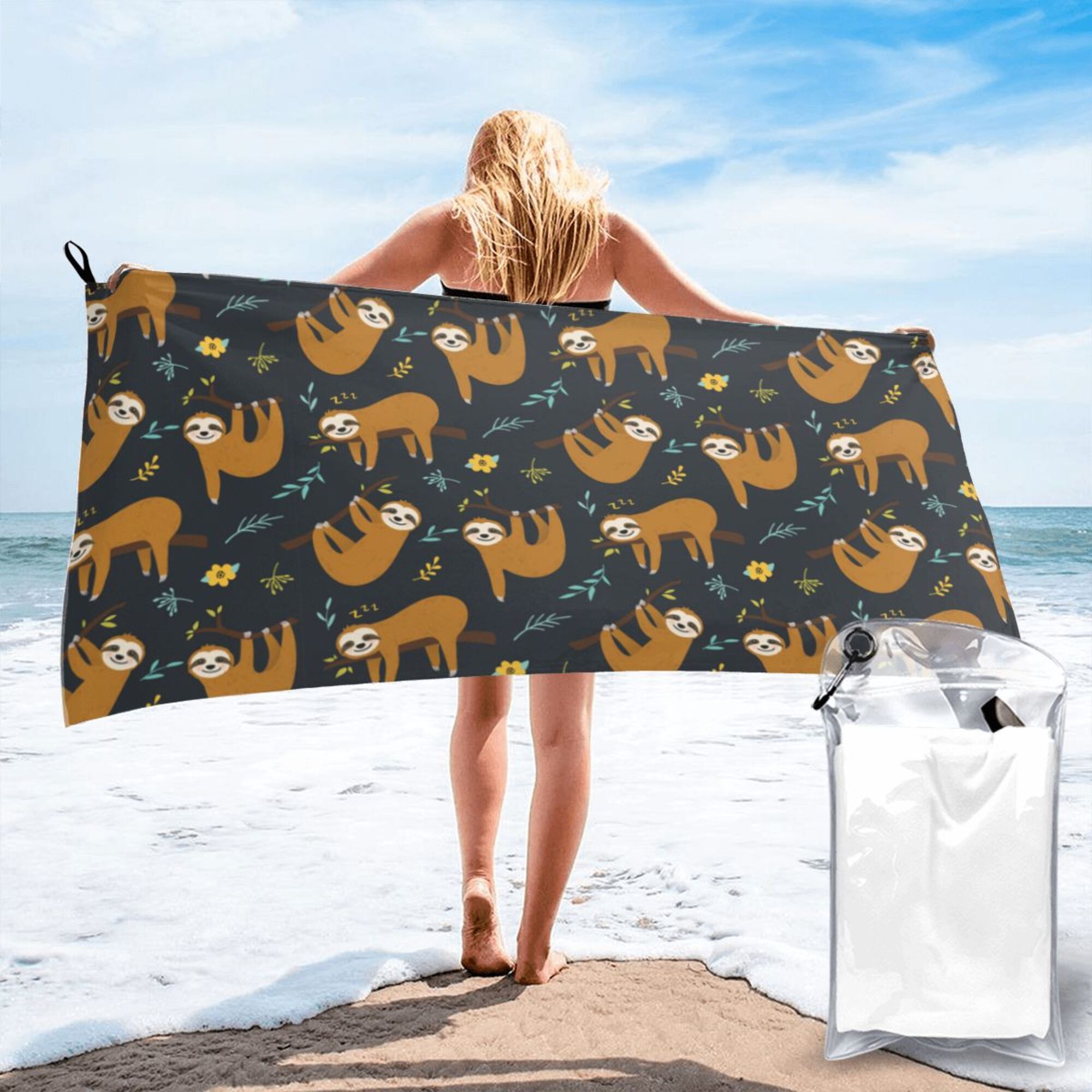 Quick Dry Towel Cute Sloths Animal Quick Dry Microfiber Soft And
