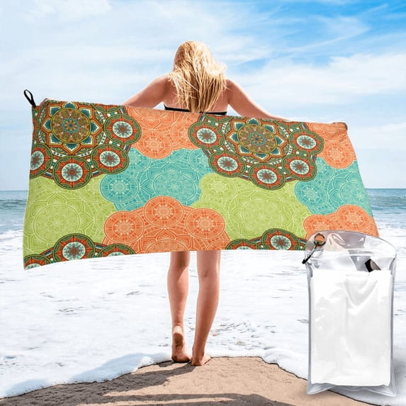 Quick Dry Towel Ethnic Floral Seamless Pattern Quick Dry Microfiber Soft And Absorbent Bath Towel Outdoor Travel Oversized Beach Towel For Adults Kids