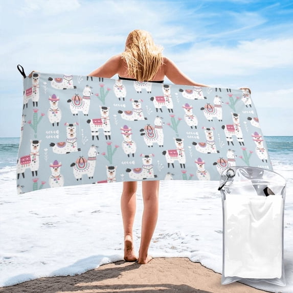 Quick Dry Towel Llama Alpaca Seamless Pattern Quick Dry Microfiber Soft And Absorbent Bath Towel Outdoor Travel Oversized Beach Towel For Adults Kids