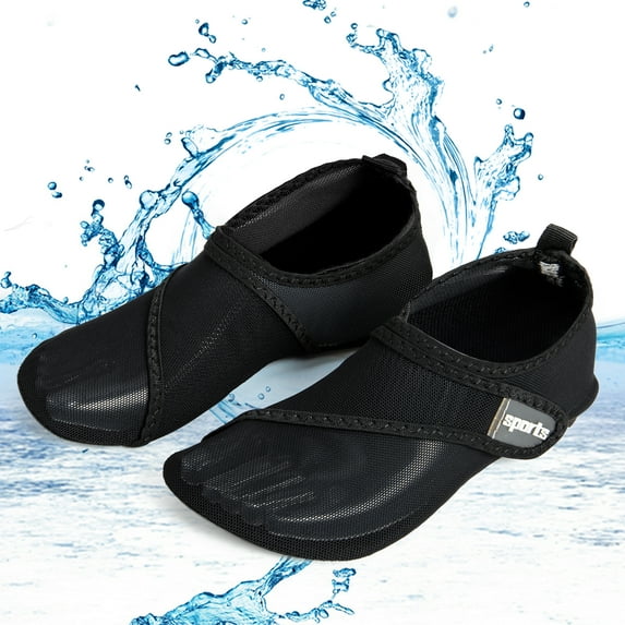 Quick-Dry Water Shoes, Barefoot Flexible Water Skin Shoes for Beach, Swim, Running, Surfing and Yoga Exercise, Black