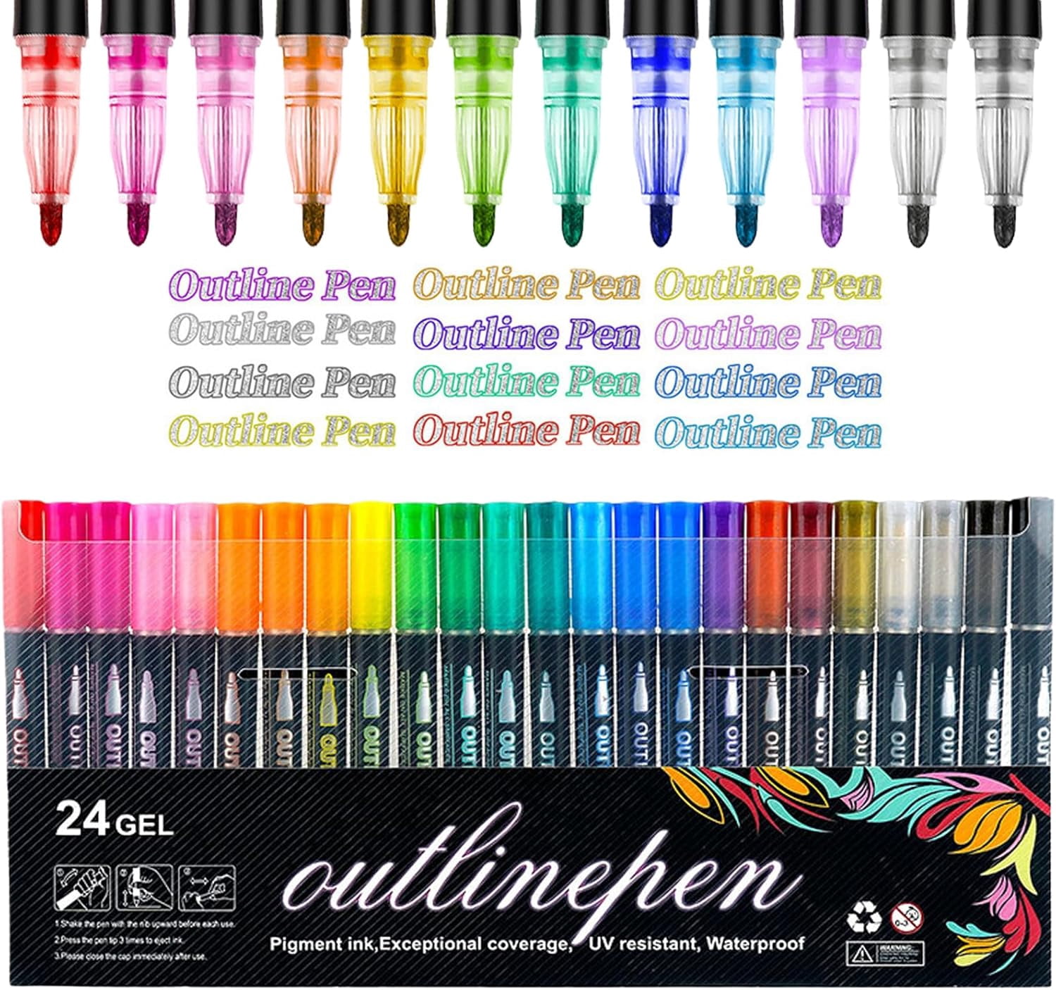 Quick-Dry ＆ Waterproof Dual-Line Contour Pen, 2026 New Dual Line Contour Pen,Double Line Outline Pen Sparkle Markers For Drawing, Diy Crafts