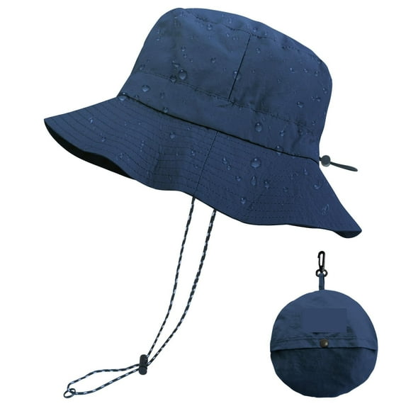 Quick Dry Waterproof Packable Bucket Hat for Women Men Outdoor Sun Hats with Detachable Chin Strap Khaki