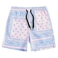 thumbnail image 1 of Quick Dry Workout Shorts 2 Pack Men's Boho Drawstring Waist Paisley Print Summer Beach Shorts Mens Shorts with Pockets Cargo Mens Shorts Elastic Waist Cotton, 1 of 2