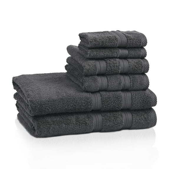 Quick Dry Zero Twist Cotton 6-Piece Towel Set, Grey by BNM