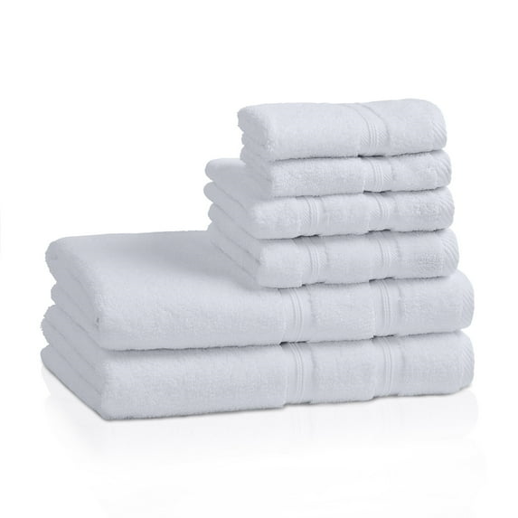 Quick Dry Zero Twist Cotton 6-Piece Towel Set, White by BNM