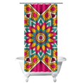 thumbnail image 1 of Quick-Drying 36x72 Boho Daisy Print Shower Curtain, Yellow & White Flowers on Polyester with Plastic Rings for a Retro Bathroom Look, 1 of 5