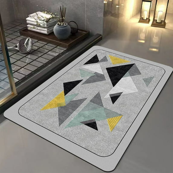 Quick-Drying Absorbent Bathroom Floor Mat with Non-Slip Backing, Modern Design for Shower and Bathtub Safety