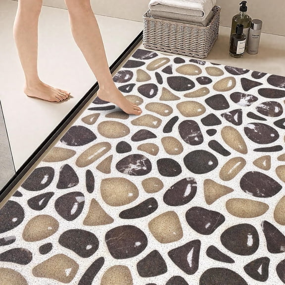 Quick Drying Anti-Slip Shower Mat with Loofah Scrubber, Extra Large Soft PVC Bath Mat for Tub, Bathroom, Floor, Kitchen, Pool and Hotel Use
